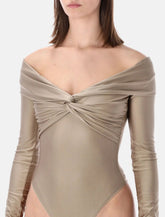The Andamane stretch off-shoulder draped bodysuit - | Spazio Pritelli
