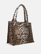Ganni Leopard large canvas tote - | Spazio Pritelli