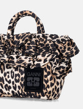 Borsa Mini Shopper Leopardata con volants Ganni - | Spazio Pritelli