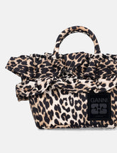 Borsa Mini Shopper Leopardata con volants Ganni - | Spazio Pritelli