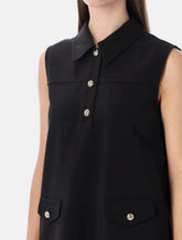 Ganni abito mini nero in twill - | Spazio Pritelli