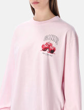 T-shirt rosa a maniche lunghe con stampa Cherry di Ganni - | Spazio Pritelli