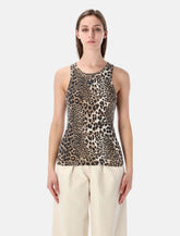 Top Ganni a coste con stampa Leopardo - | Spazio Pritelli