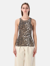 Ganni Leopard rib tank top - | Spazio Pritelli