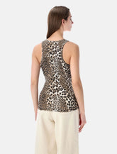Top Ganni a coste con stampa Leopardo - | Spazio Pritelli