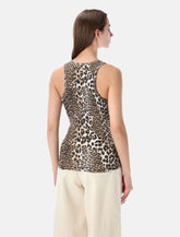 Ganni Leopard rib tank top - | Spazio Pritelli