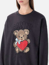 Felpa con stampa Bear e strass di Ganni - | Spazio Pritelli
