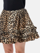 Ganni gonna mini in nylon Duchesse con stampa animalier - | Spazio Pritelli