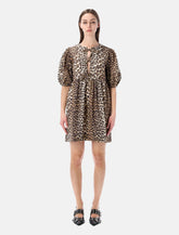 Ganni Leopard tie string mini dress - | Spazio Pritelli