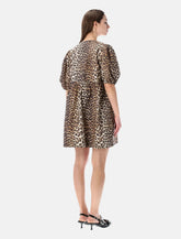 Ganni abito mini con fiocchi e stampa leopardo - | Spazio Pritelli