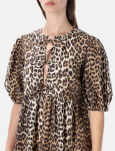 Ganni abito mini con fiocchi e stampa leopardo - | Spazio Pritelli