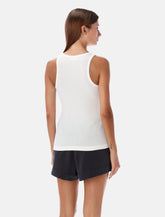 Ganni white cotton ribbed tank top - | Spazio Pritelli