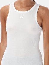 Ganni white cotton ribbed tank top - | Spazio Pritelli