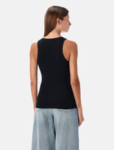Ganni black cotton ribbed tank top - | Spazio Pritelli