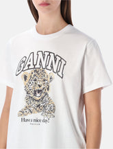 Ganni white Leopard graphic t-shirt - | Spazio Pritelli
