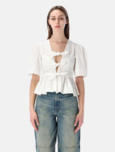 Ganni washed cotton tie-front blouse - | Spazio Pritelli