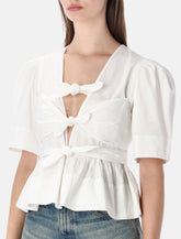 Ganni washed cotton tie-front blouse - | Spazio Pritelli