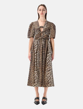Ganni leopard print cotton midi dress - | Spazio Pritelli