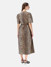 Abito midi in cotone con stampa animalier di Ganni - | Spazio Pritelli
