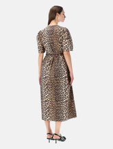 Ganni leopard print cotton midi dress - | Spazio Pritelli