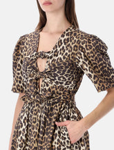 Abito midi in cotone con stampa animalier di Ganni - | Spazio Pritelli