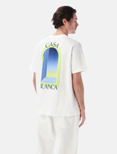 T-shirt Bianca Casablanca con stampa L’Arche in Lime e Blu - | Spazio Pritelli