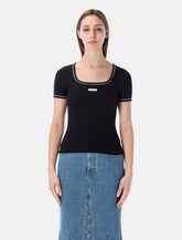 Marine Serre light ribbed squareneck T-shirt - | Spazio Pritelli