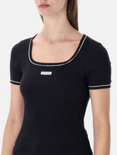 Marine Serre light ribbed squareneck T-shirt - | Spazio Pritelli