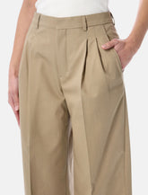 Ami Paris low waist wide leg cotton trousers - | Spazio Pritelli