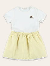 Abito baby Moncler in cotone con gonna plissettata - | Spazio Pritelli