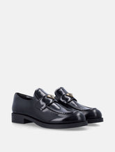 Prada brushed leather loafers with logo - | Spazio Pritelli