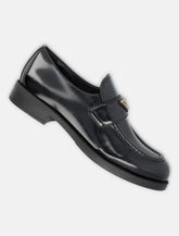 Prada brushed leather loafers with logo - | Spazio Pritelli