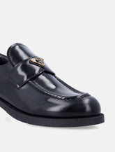 Prada brushed leather loafers with logo - | Spazio Pritelli