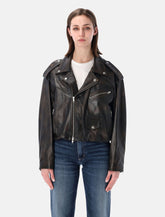 Sword elastic hem leather jacket - | Spazio Pritelli