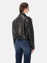 Sword elastic hem leather jacket - | Spazio Pritelli