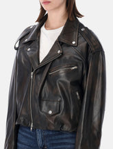 Sword elastic hem leather jacket - | Spazio Pritelli