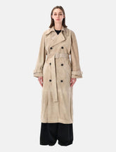 Sword suede leather trench coat - | Spazio Pritelli