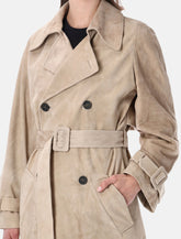 Sword suede leather trench coat - | Spazio Pritelli