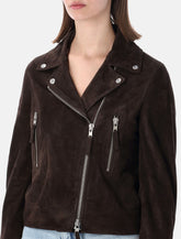 Sword Chiodo Jacket Asymmetric Zip Brown - | Spazio Pritelli