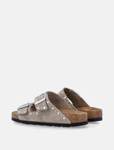 Sandali Birkenstock Arizona Rivet in pelle taupe scamosciata - | Spazio Pritelli