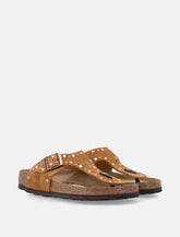 Sandalo Birkenstock Gizeh Rivet mink in camoscio - | Spazio Pritelli