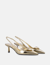 Décolleté slingback in pelle verniciata platino Prada - | Spazio Pritelli