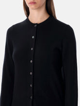 Rhea Black Wool Cashmere Cropped Cardigan - | Spazio Pritelli
