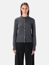 Rhea Grey Wool Cashmere Cropped Cardigan - | Spazio Pritelli