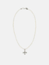 Emanuele Bicocchi pearl necklace with silver cross pendant - | Spazio Pritelli