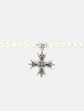Emanuele Bicocchi pearl necklace with silver cross pendant - | Spazio Pritelli