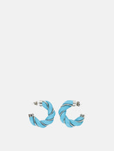 Bottega Veneta Twisted Leather and Silver Hoop Earrings - | Spazio Pritelli