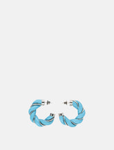 Bottega Veneta Twisted Leather and Silver Hoop Earrings - | Spazio Pritelli