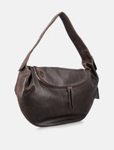Low Classic brown cow leather hobo bag - | Spazio Pritelli