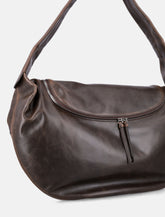 Low Classic brown cow leather hobo bag - | Spazio Pritelli